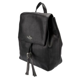 KATE SPADE New York Black Leather Backpack Purse Gold Hardware Logo Classic